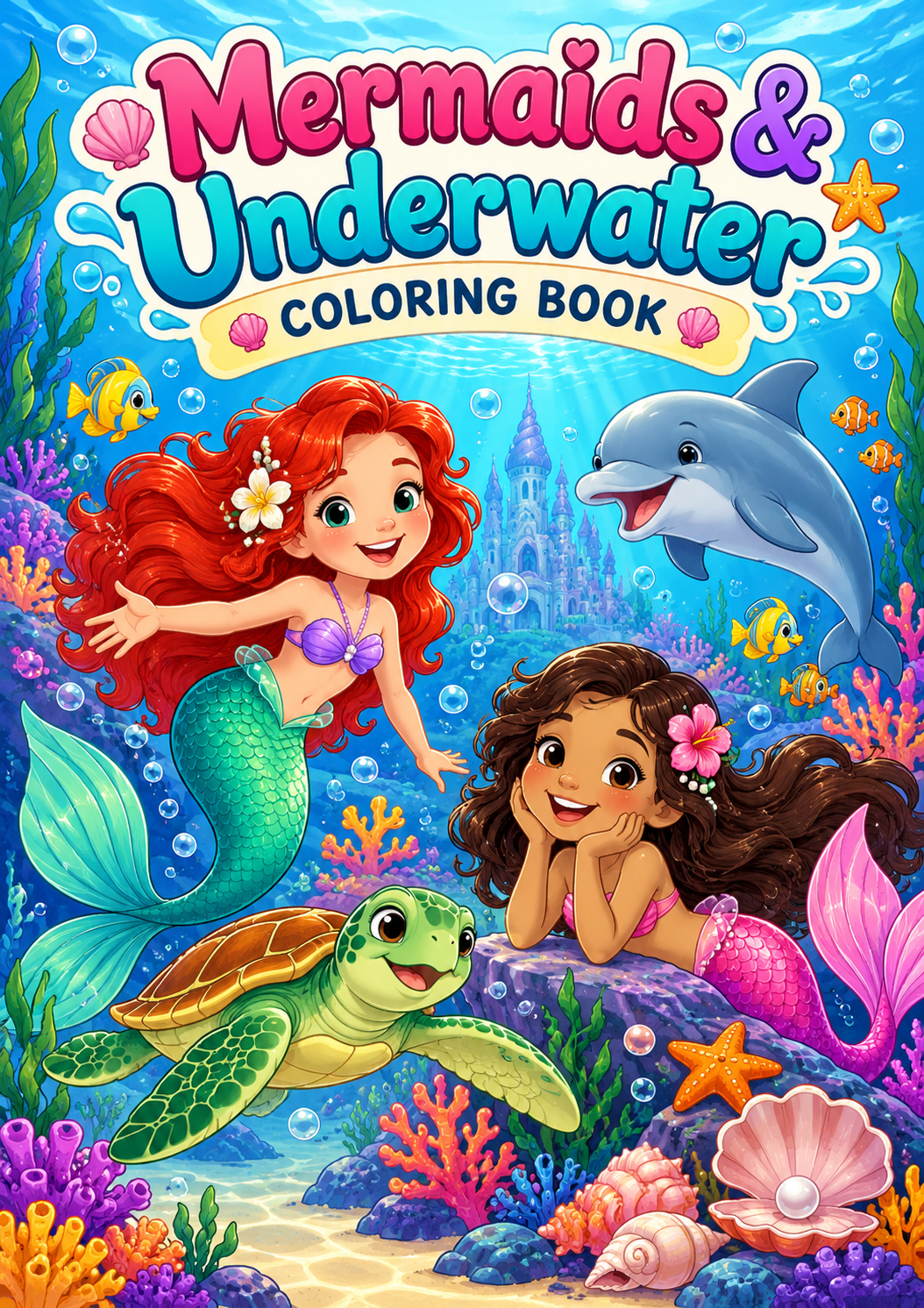 Mermaids & Underwater Coloring Book cover