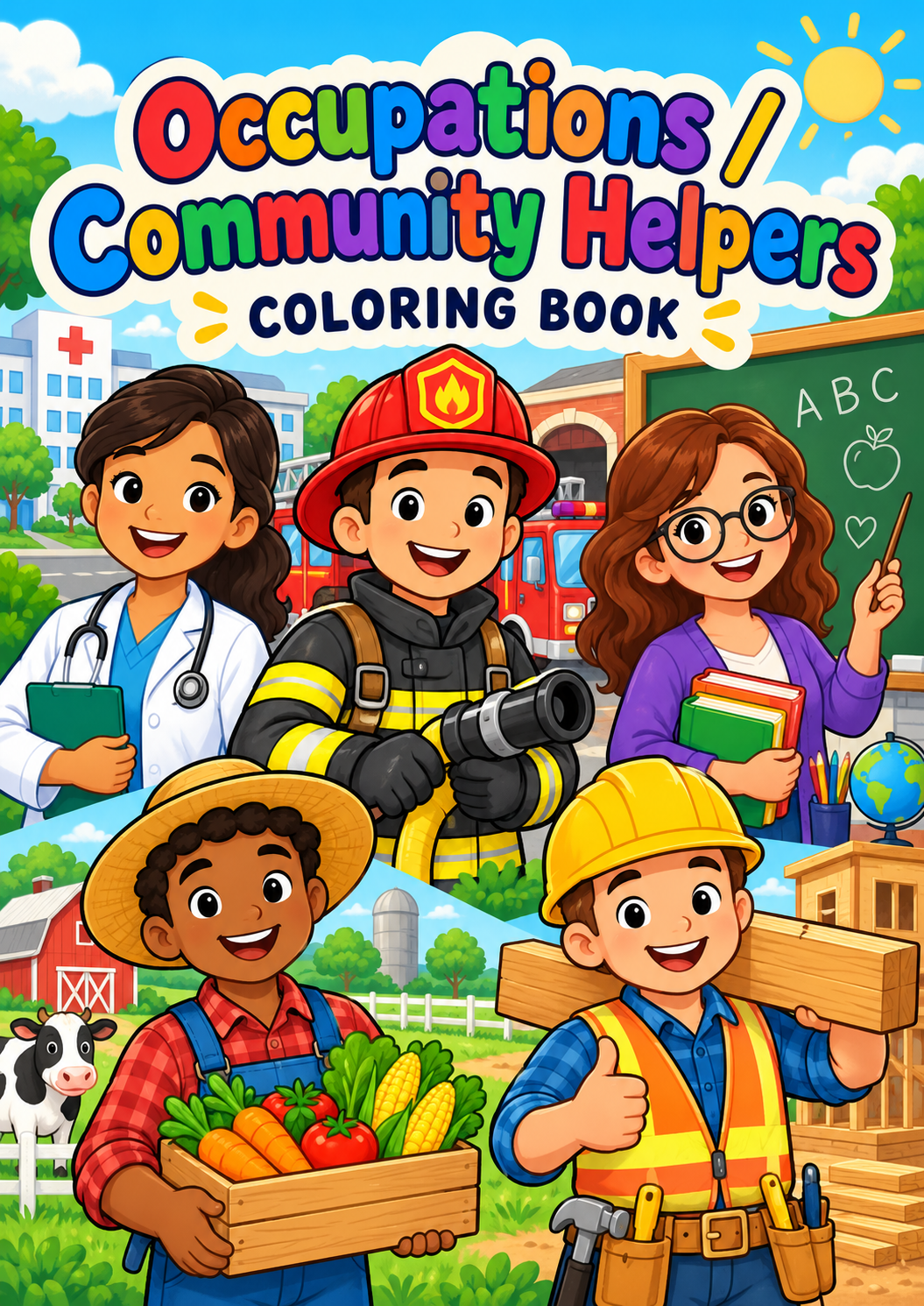 Occupations / Community Helpers Coloring Book cover