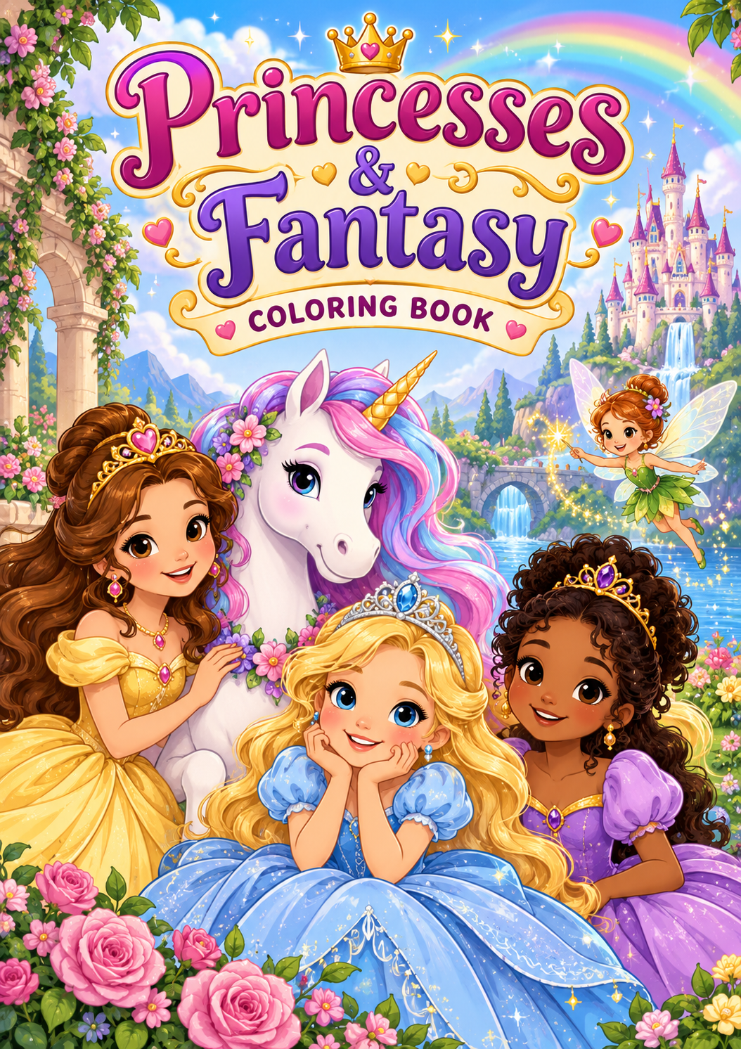 Princesses & Fantasy Coloring Book cover